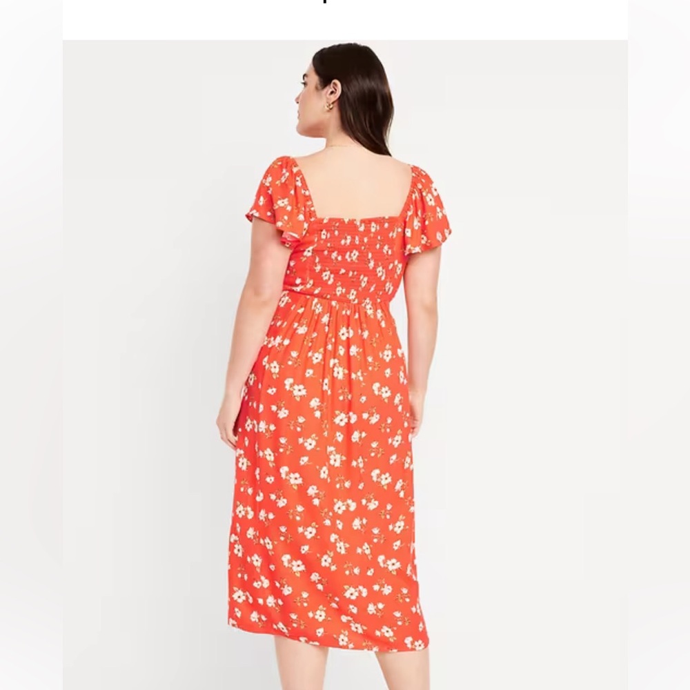 Old Navy Flutter-Sleeve Crepe Midi Dress - Picture 2 of 6